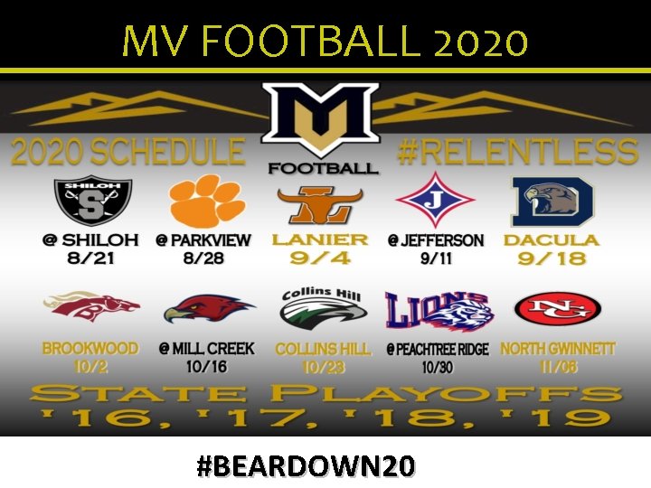 MV FOOTBALL 2020 #BEARDOWN 20 