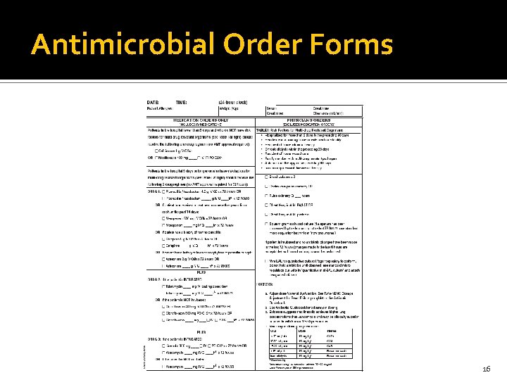 Antimicrobial Order Forms 16 