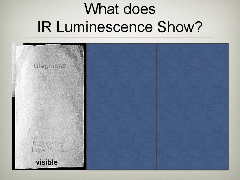 What does IR Luminescence Show? What does IR Luminescence Show?