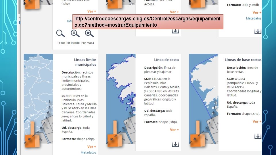 http: //centrodedescargas. cnig. es/Centro. Descargas/equipamient o. do? method=mostrar. Equipamiento 