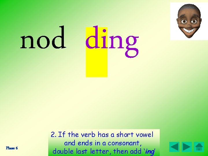 nod ding Phase 6 2. If the verb has a short vowel and ends nod ding Phase 6 2. If the verb has a short vowel and ends