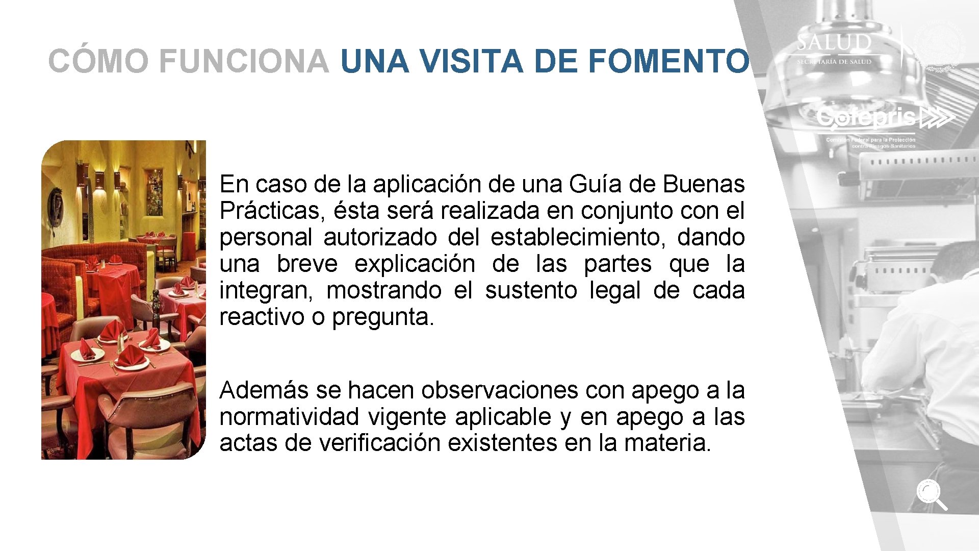 CÓMO FUNCIONA UNA VISITA DE FOMENTO En caso de la aplicación de una Guía