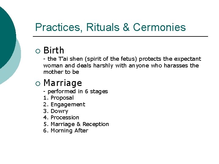 Practices, Rituals & Cermonies ¡ Birth - the T’ai shen (spirit of the fetus)