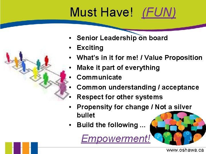 Must Have! (FUN) • • Senior Leadership on board Exciting What’s in it for