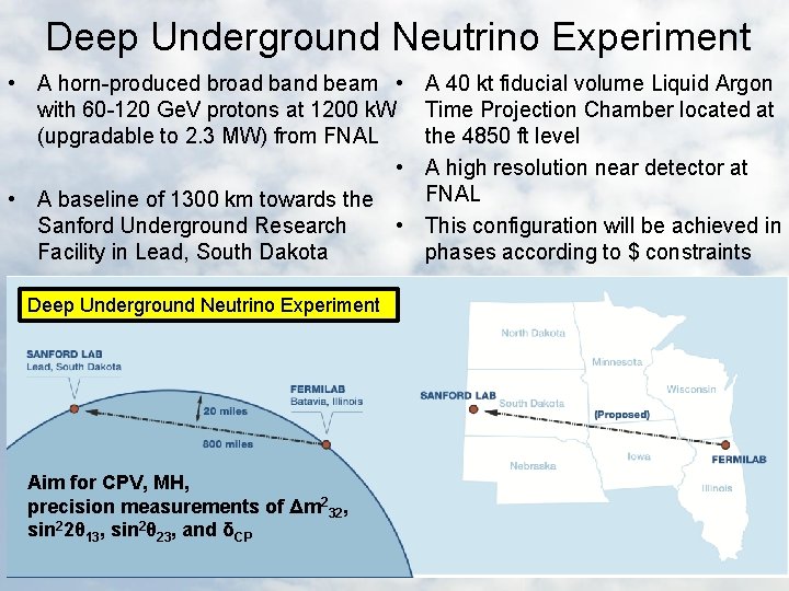 Deep Underground Neutrino Experiment • A horn-produced broad band beam • with 60 -120