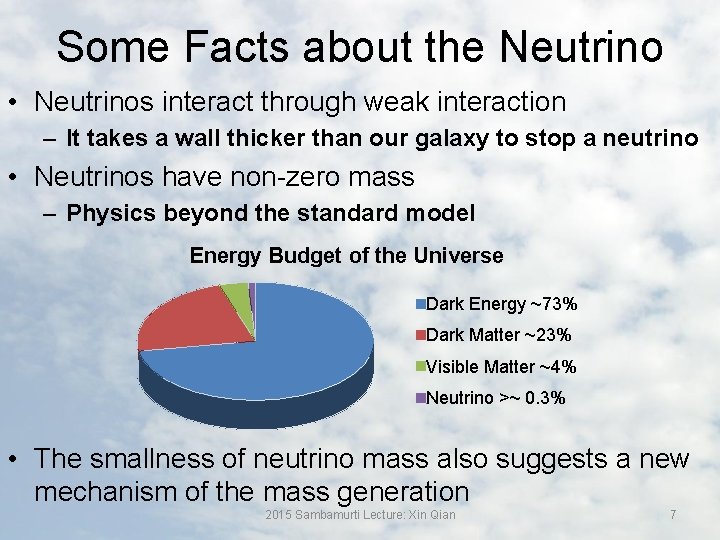 Some Facts about the Neutrino • Neutrinos interact through weak interaction – It takes