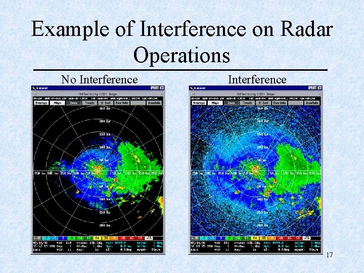 Example of Interference on Radar Operations No Interference 17 