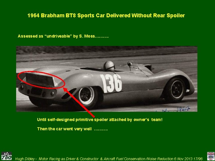 1964 Brabham BT 8 Sports Car Delivered Without Rear Spoiler Assessed as “undriveable” by