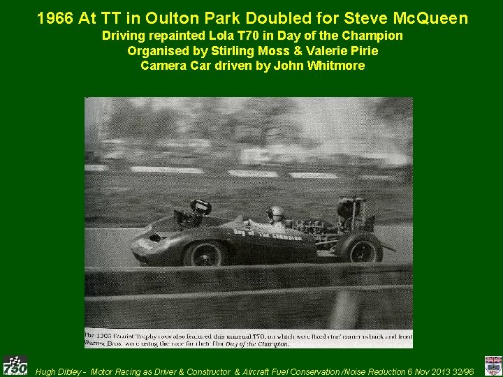 1966 At TT in Oulton Park Doubled for Steve Mc. Queen Driving repainted Lola