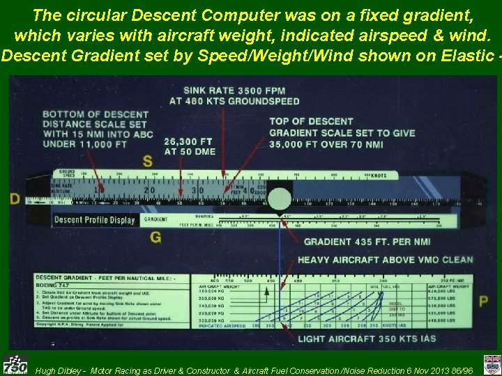 The circular Descent Computer was on a fixed gradient, which varies with aircraft weight,