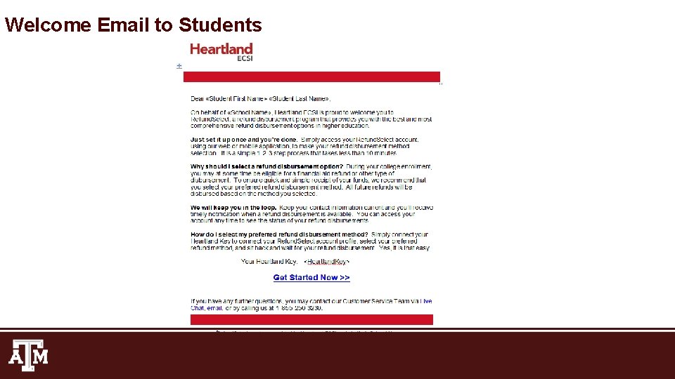 Welcome Email to Students 