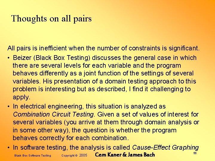 Thoughts on all pairs All pairs is inefficient when the number of constraints is