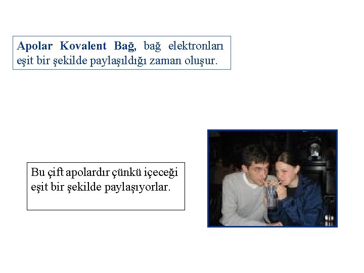 Apolar Kovalent Bağ, bağ elektronları eşit bir şekilde paylaşıldığı zaman oluşur. Bu çift apolardır