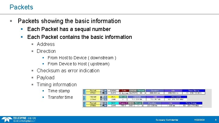 Packets § Packets showing the basic information § Each Packet has a sequal number