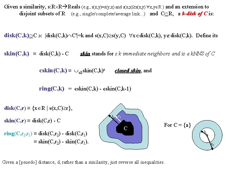 Given a similarity, s: R R Reals (e. g. , s(x, y)=s(y, x) and