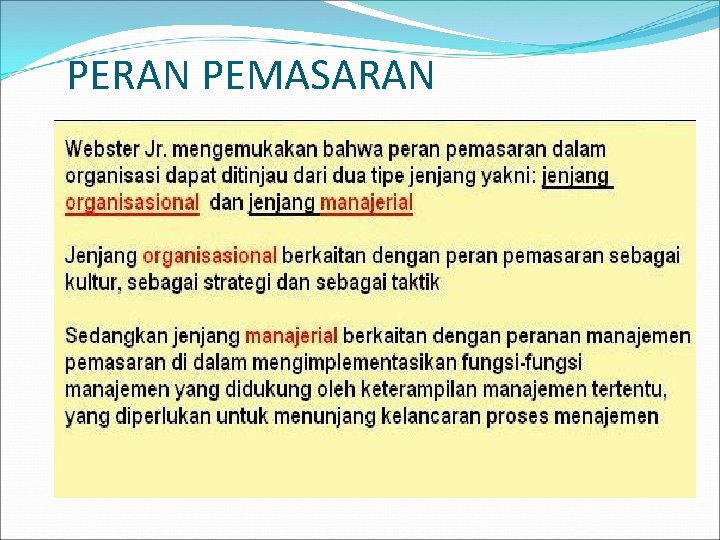 PERAN PEMASARAN 