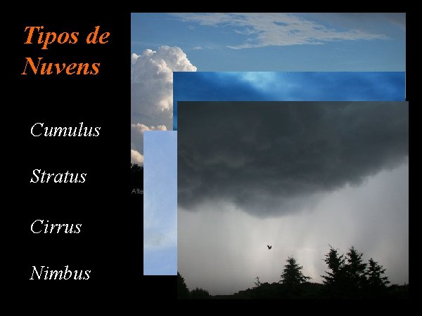 Tipos de Nuvens Cumulus Stratus Cirrus Nimbus 