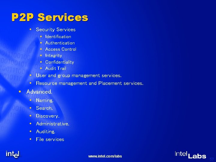 P 2 P Services Security Services Identification Authentication Access Control Integrity Confidentiality Audit Trail