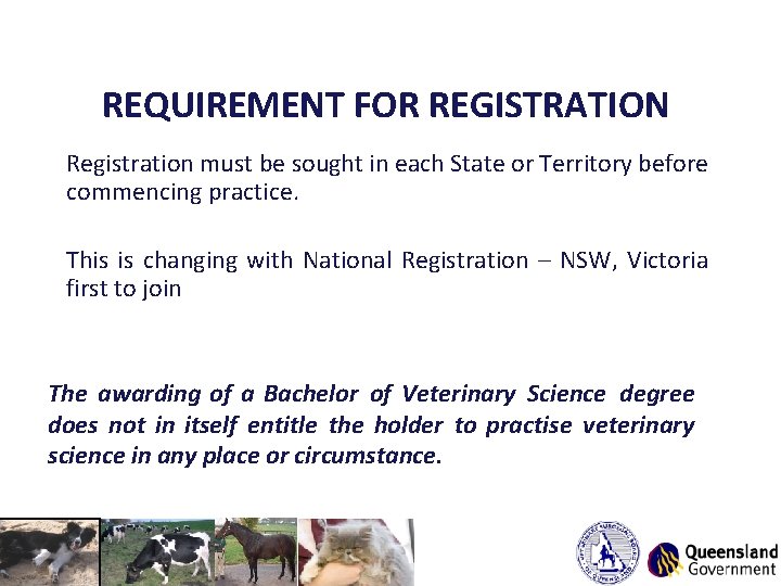 REQUIREMENT FOR REGISTRATION Registration must be sought in each State or Territory before commencing