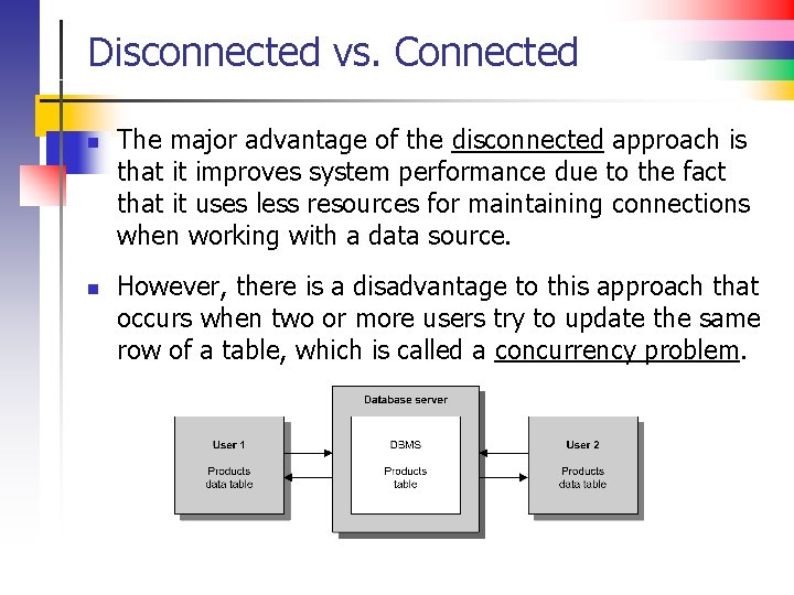 Disconnected vs. Connected n n The major advantage of the disconnected approach is that