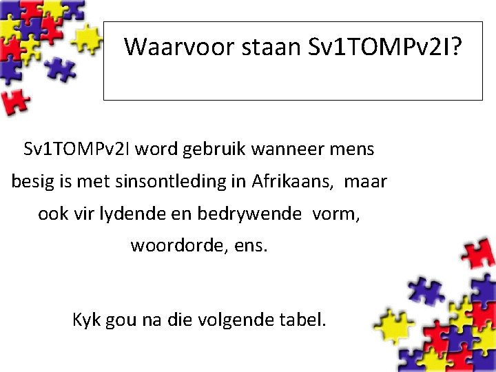 Waarvoor staan Sv 1 TOMPv 2 I? Sv 1 TOMPv 2 I word gebruik