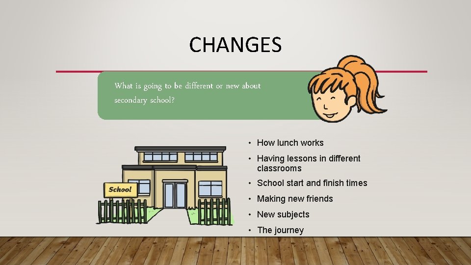CHANGES What is going to be different or new about secondary school? • How