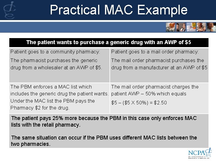 Practical MAC Example The patient wants to purchase a generic drug with an AWP