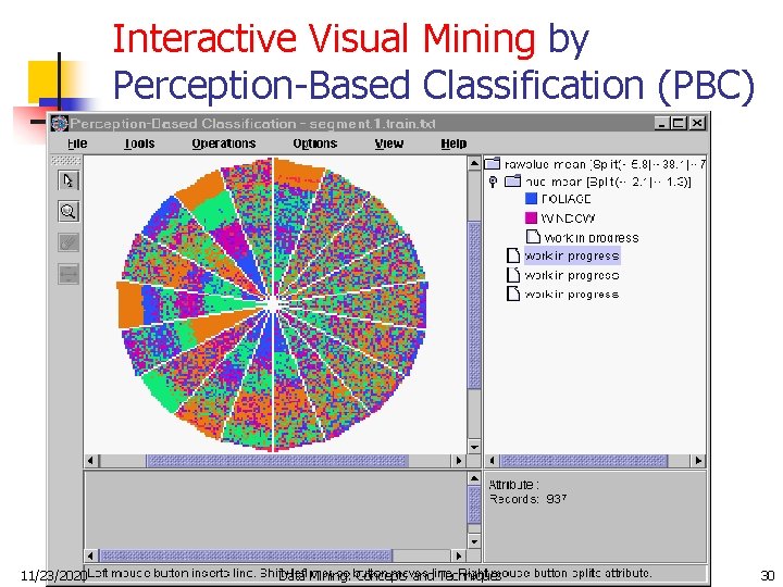 Interactive Visual Mining by Perception-Based Classification (PBC) 11/23/2020 Data Mining: Concepts and Techniques 30