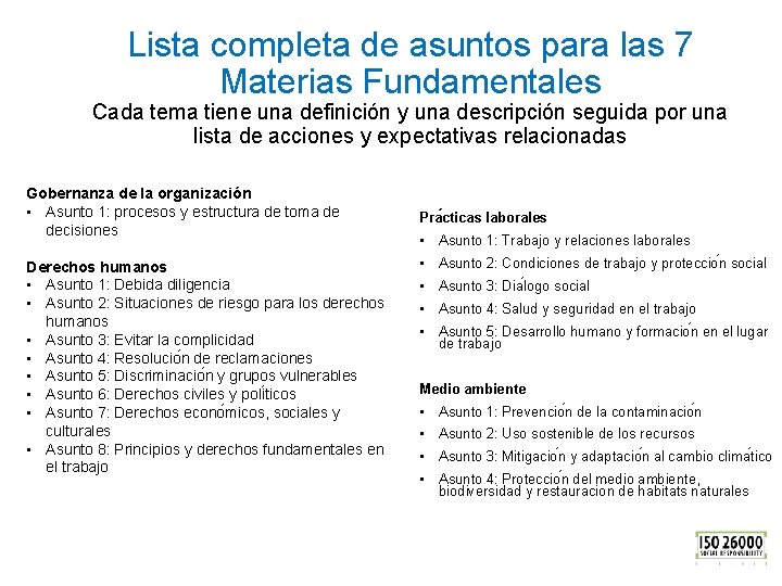 Lista completa de asuntos para las 7 Materias Fundamentales Cada tema tiene una definición