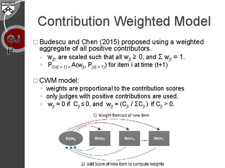 Contribution Weighted Model GJ P � Budescu and Chen (2015) proposed using a weighted