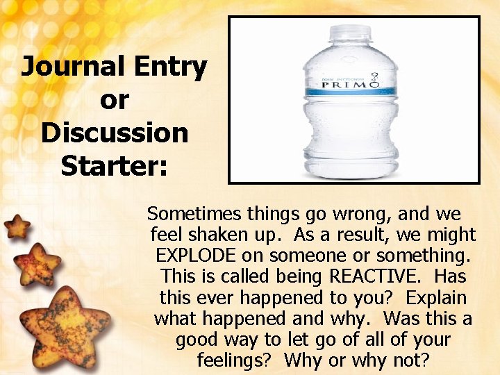 Journal Entry or Discussion Starter: Sometimes things go wrong, and we feel shaken up.