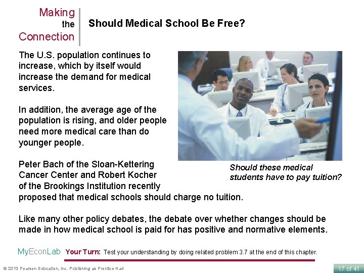 Making the Should Medical School Be Free? Connection The U. S. population continues to