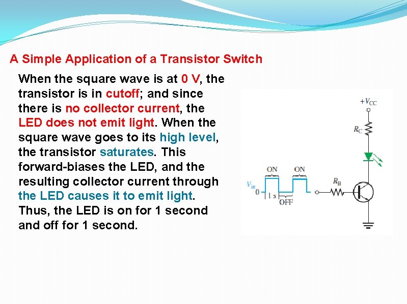 A Simple Application of a Transistor Switch When the square wave is at 0