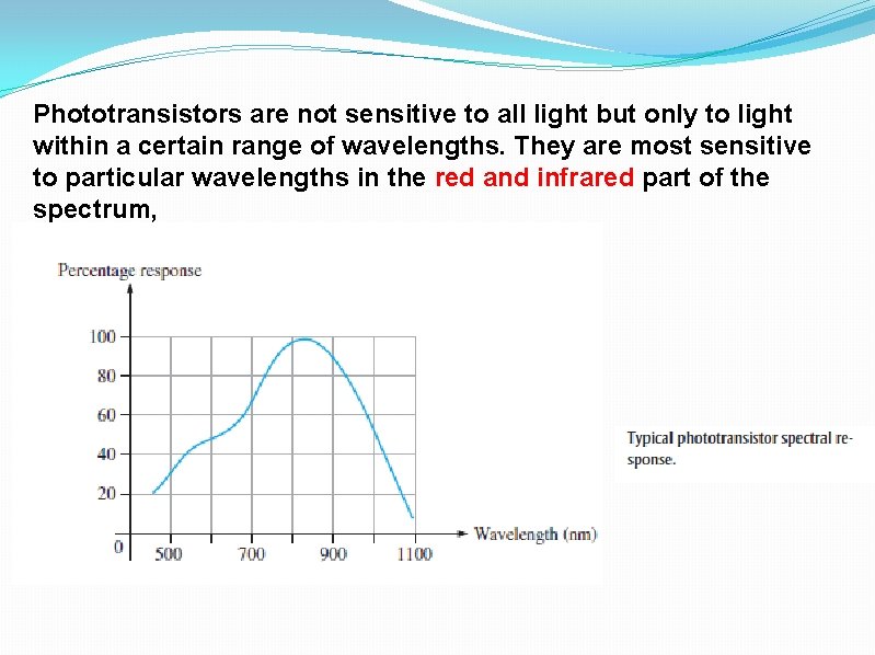 Phototransistors are not sensitive to all light but only to light within a certain