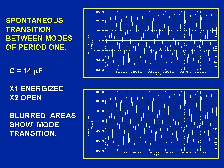 SPONTANEOUS TRANSITION BETWEEN MODES OF PERIOD ONE. C = 14 F X 1 ENERGIZED