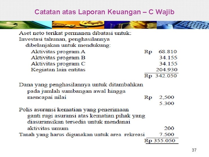 Catatan atas Laporan Keuangan – C Wajib 37 