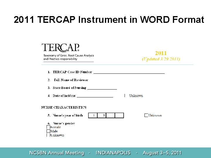 2011 TERCAP Instrument in WORD Format 