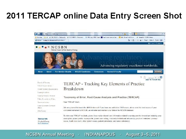 2011 TERCAP online Data Entry Screen Shot 