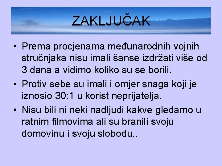 ZAKLJUČAK • Prema procjenama međunarodnih vojnih stručnjaka nisu imali šanse izdržati više od 3