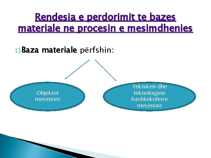  Rendesia e perdorimit te bazes materiale ne procesin e mesimdhenies � Baza materiale