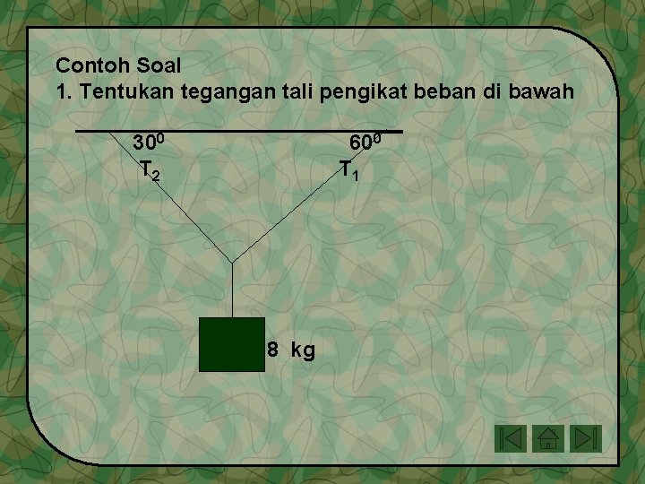 Contoh Soal 1. Tentukan tegangan tali pengikat beban di bawah 300 T 2 600