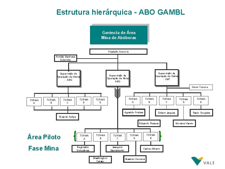 Estrutura hierárquica - ABO GAMBL Gerência de Área Mina de Abóboras Filadelfo Amorim Roldão