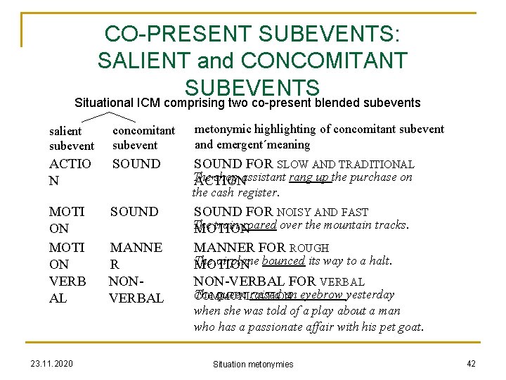 CO-PRESENT SUBEVENTS: SALIENT and CONCOMITANT SUBEVENTS Situational ICM comprising two co-present blended subevents salient