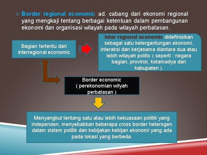  Border regional economic ad. cabang dari ekonomi regional yang mengkaji tentang berbagai ketentuan