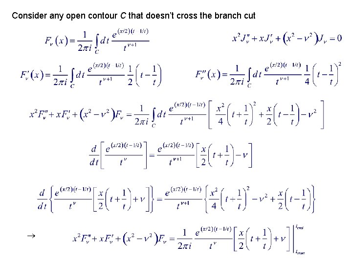 Consider any open contour C that doesn’t cross the branch cut Consider any open contour C that doesn’t cross the branch cut