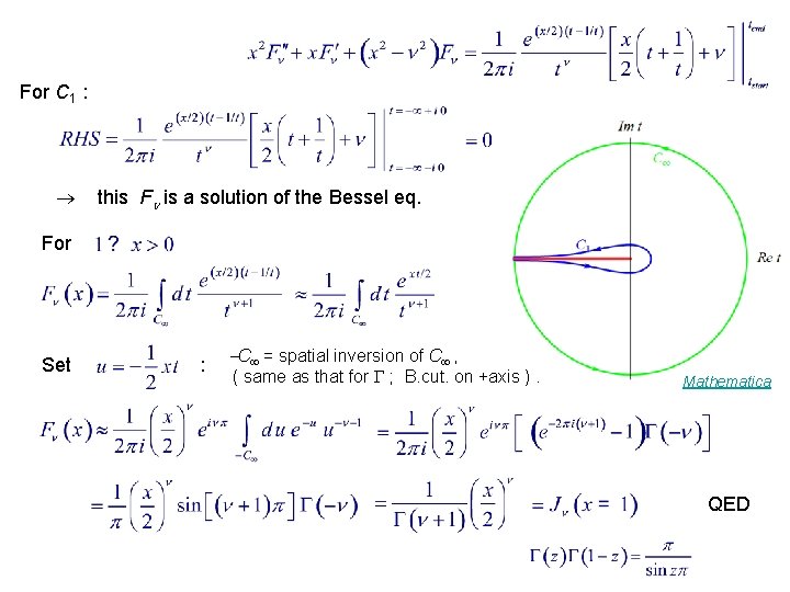 For C 1 : this F is a solution of the Bessel eq. For For C 1 : this F is a solution of the Bessel eq. For