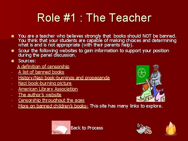 Role #1 : The Teacher n n n - You are a teacher who