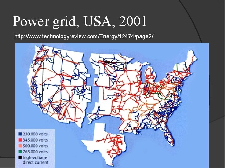 Power grid, USA, 2001 http: //www. technologyreview. com/Energy/12474/page 2/ 