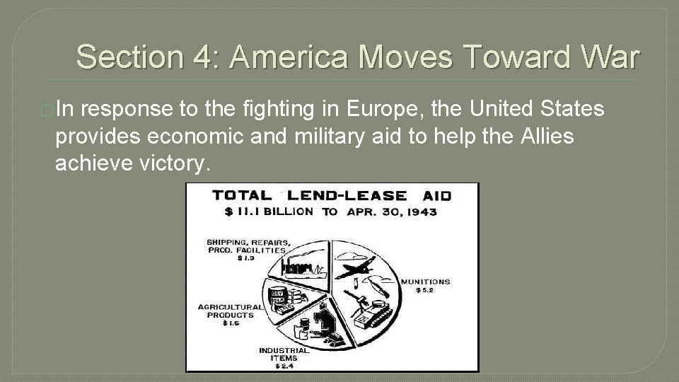 Section 4: America Moves Toward War �In response to the fighting in Europe, the