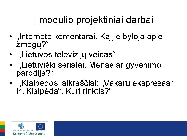 I modulio projektiniai darbai • „Interneto komentarai. Ką jie byloja apie žmogų? “ •